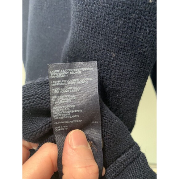 Tommy Hilfiger Men‎ Jumper Knit Casual Navy Blue Shawl Neck Heavy Cotton size XL - Picture 6 of 6